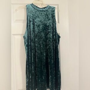 Arizona Jeans Velvet Sleeveless Dress - Green- Size XXL